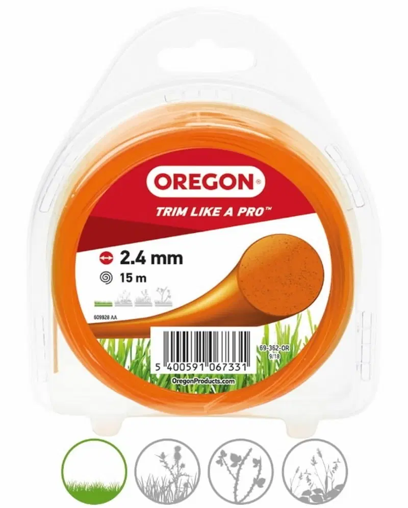 Леска для триммера травы Oregon 2,4 мм 15 м