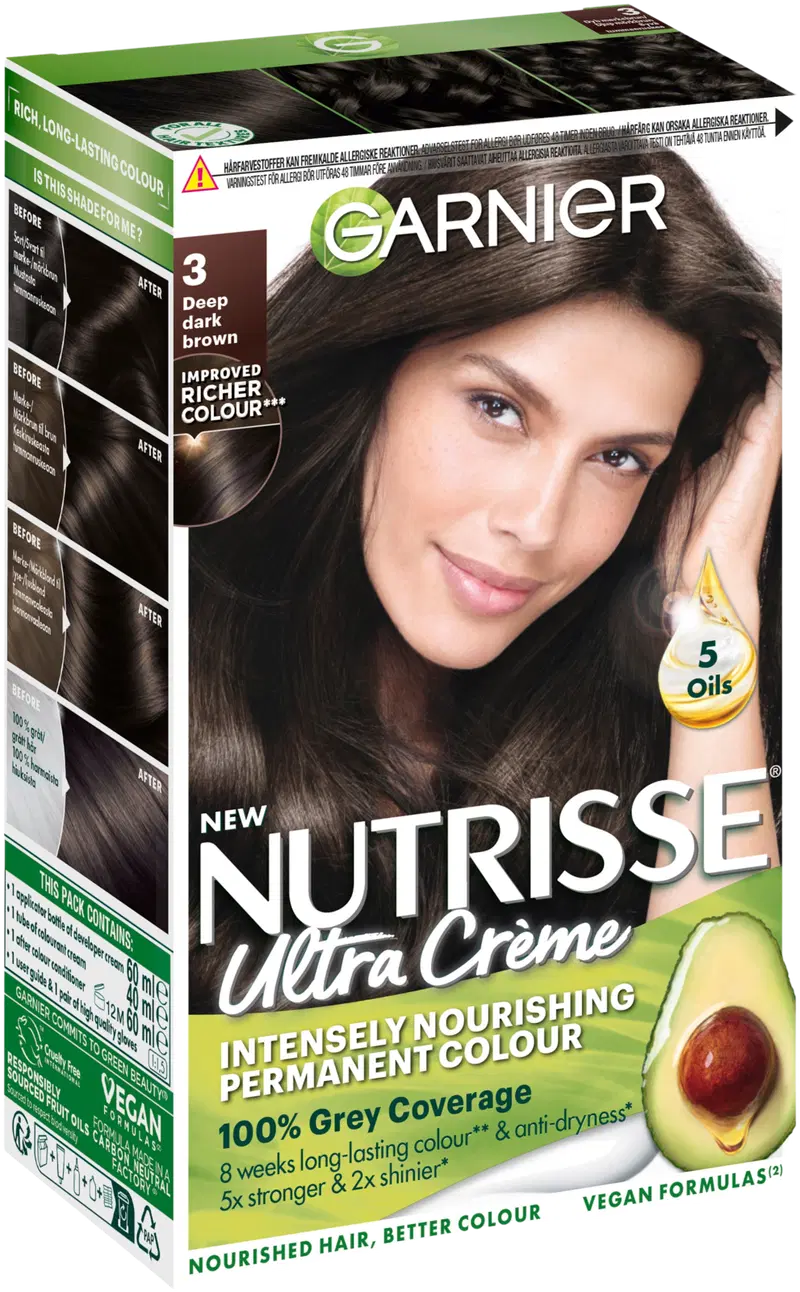 Garnier Nutrisse Ultra Creme 3.0 Deep Dark Brown Глубокий темно-коричневый перманентный краситель 1 шт. (цвет Глубокий темно-коричневый)