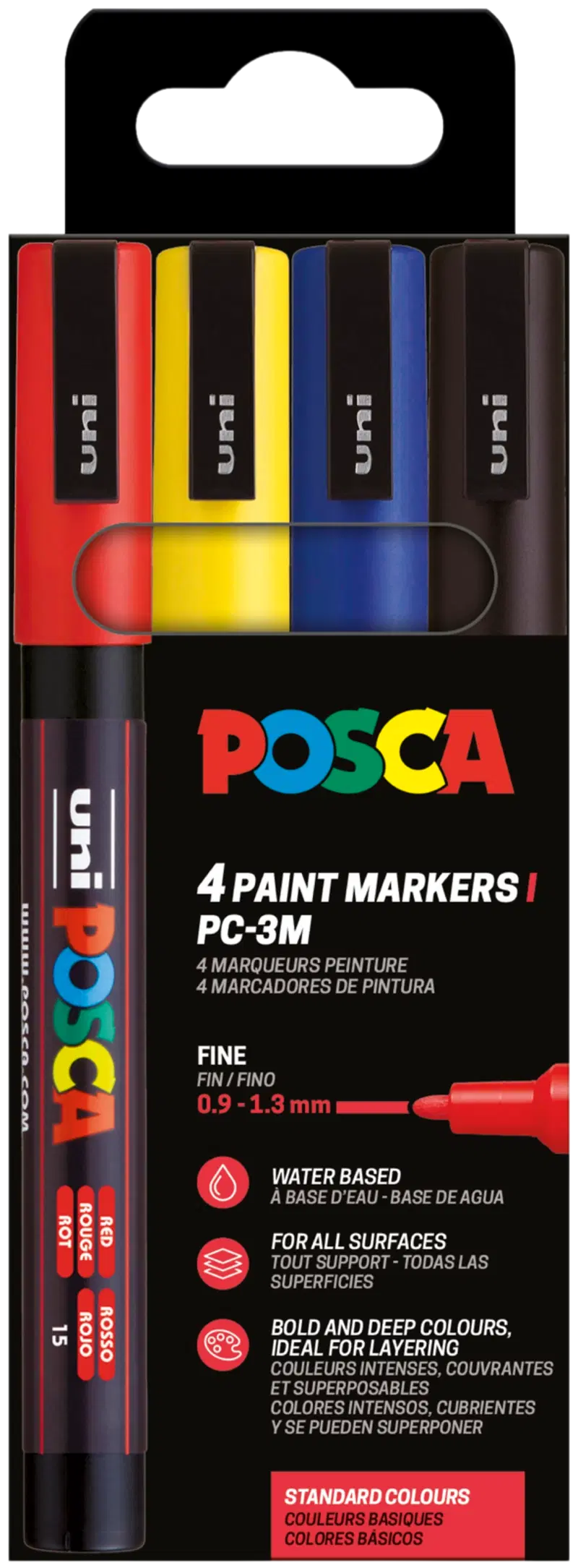 Маркеры Posca 4 шт PC-3M базовые цвета