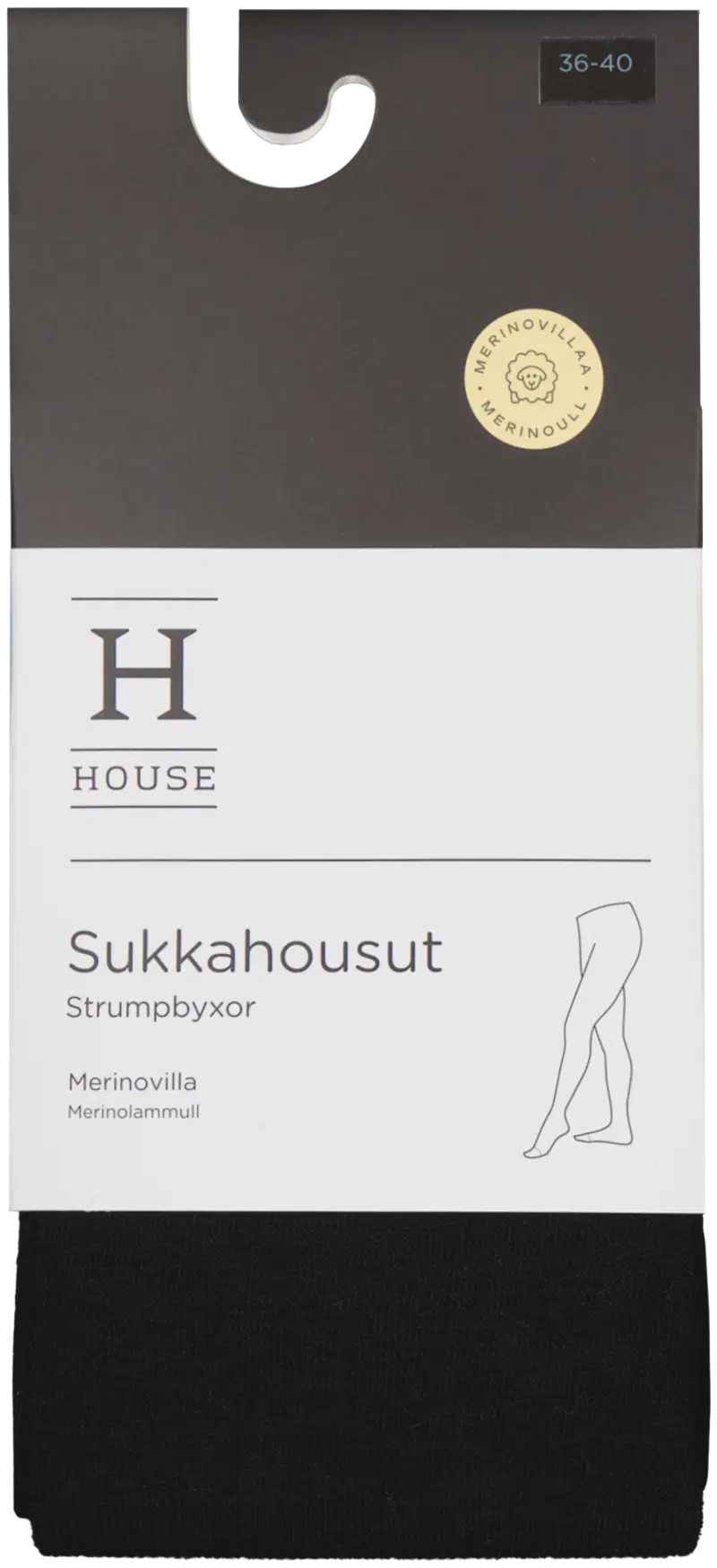 Женские колготки House из шерсти мериноса SHOH282501 (размер 36-40, цвет ЧЕРНЫЙ)