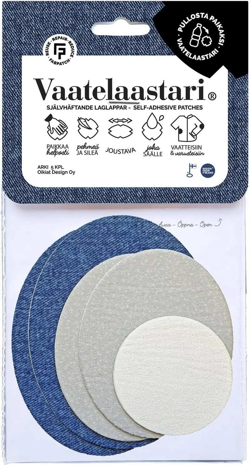 Пластырь FabPatch Clothing, Arki - легкий, втирающийся текстильный пластырь. (цвет джинсовый/серый)