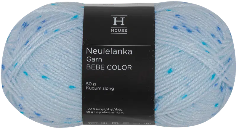 Домашняя пряжа Bebe Color 50 г голубой, белый 31301 (цвет л.синие точки/белый)