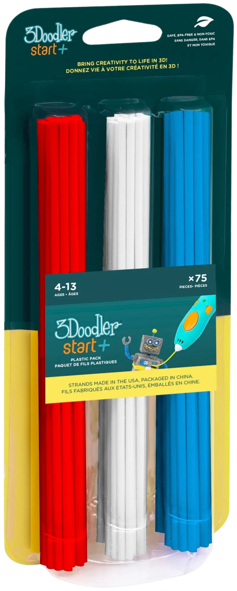 3Doodler 3D нить ЭКО 75 шт красный/белый/синий