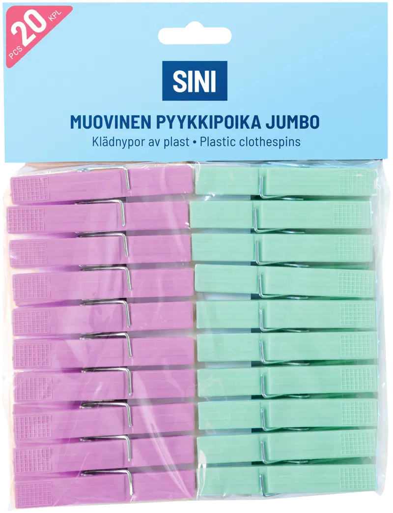 Прищепки пластиковые синие большие 20 шт.