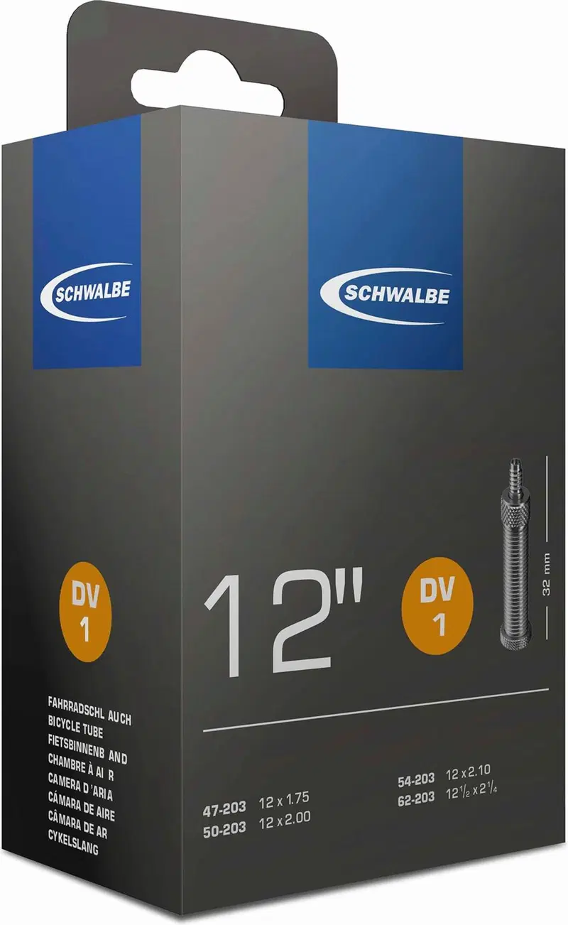 Велосипедная внутренняя покрышка Schwalbe 12 47/62-203 dv1 32мм (цвет Черный)