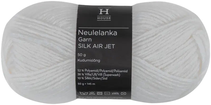 Домашняя пряжа Silk Air Jet 50 г Белый 208 (цвет белый)
