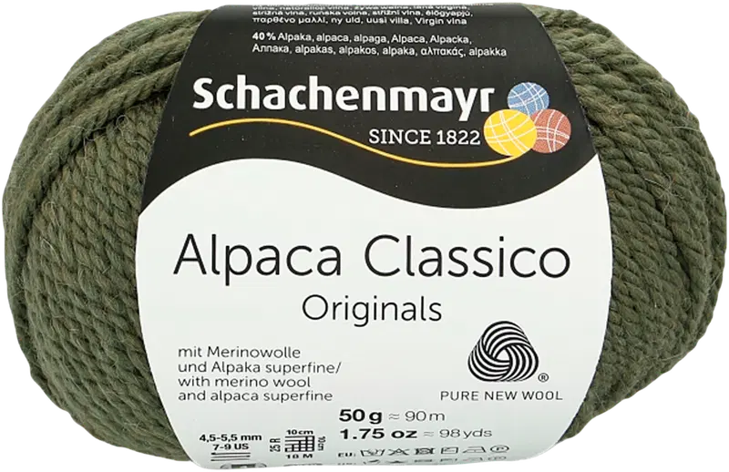 Пряжа Schachenmayr Alpaca Classico 50г зеленая (цвет военный)