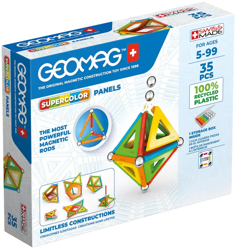 Магнитный конструктор Geomag Supercolor Panels, 35 деталей