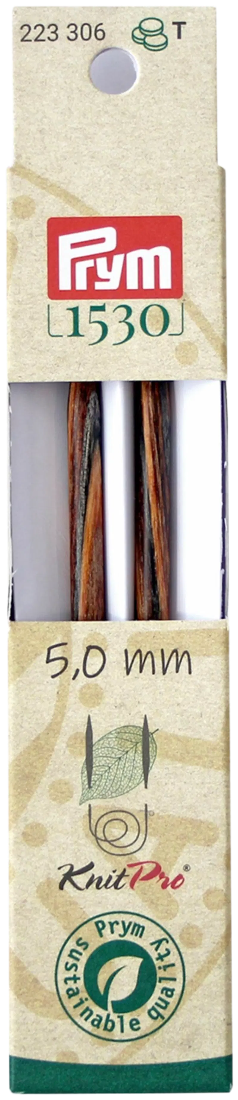 Prym 1530 круглая головка 5,0 мм, материал дерево, можно подключить к кабелю (цвет коричневый)