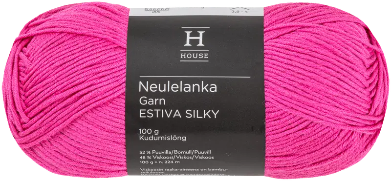 Пряжа домашняя бамбуковая смесовая вискоза-хлопок Estiva Silky 100 г Фуксия красная 12927 (цвет фуксия красная)