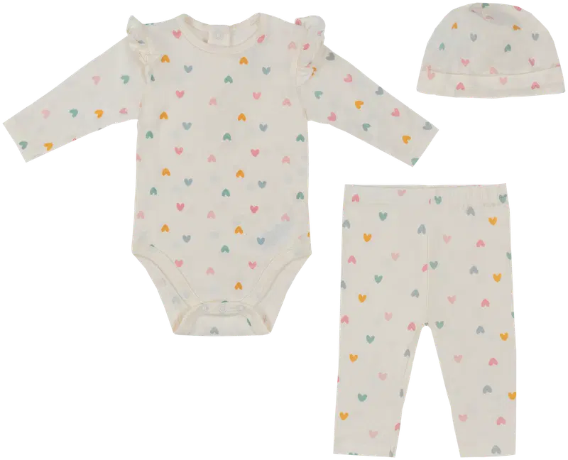 Детский набор Tex Baby Сердце I980166, 3 шт. (размер 1-3 месяца, цвет От белого)