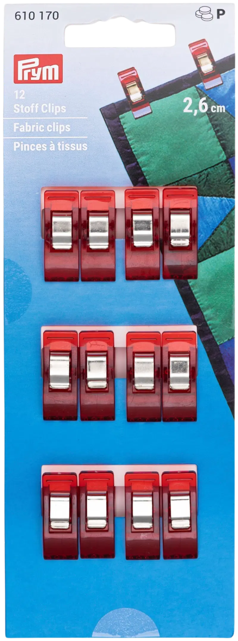 Зажимы для ткани Prym 2,6см 12шт красные (цвет красный)