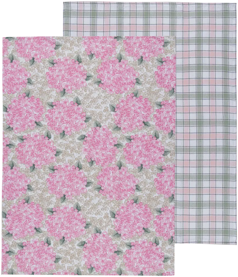 Домашнее кухонное полотенце Hydrangea 50 х 70 см розовое 2 шт. (цвет l.розовый/бежевый/белый/зеленый)