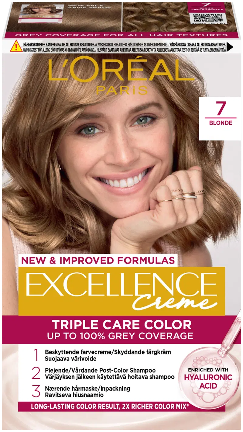 L'Oréal Paris Excellence Creme 7 Blonde Темно-русый перманентный цвет 1 шт. (цвет Блондинка)