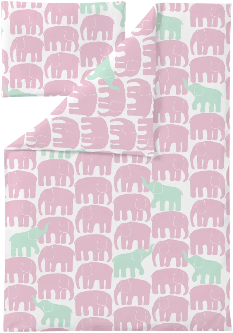 Finlayson детский комплект пододеяльников Elephant Free 85X125+40X60 светло-розовый/мятный (цвет светло-розовый/мятный)