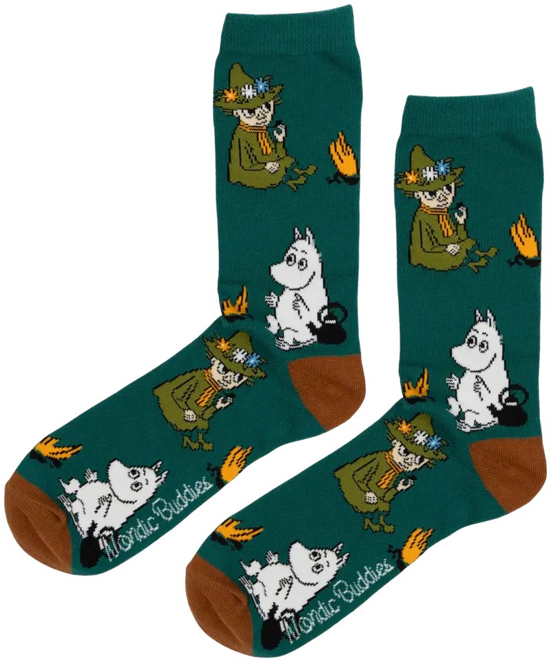 Мужские носки Муми-тролли Муми-тролль у костра Moomin By Nordicbuddies (цвет Зеленый/коричневый)