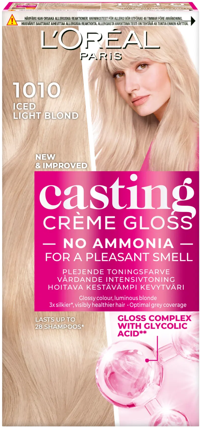 L'Oréal Paris Casting Crème Gloss Glossy Blonds 1010 Iced Light Blonde Clear Ash Blonde светлый цвет 1шт (цвет Ледяной светлый блондин)