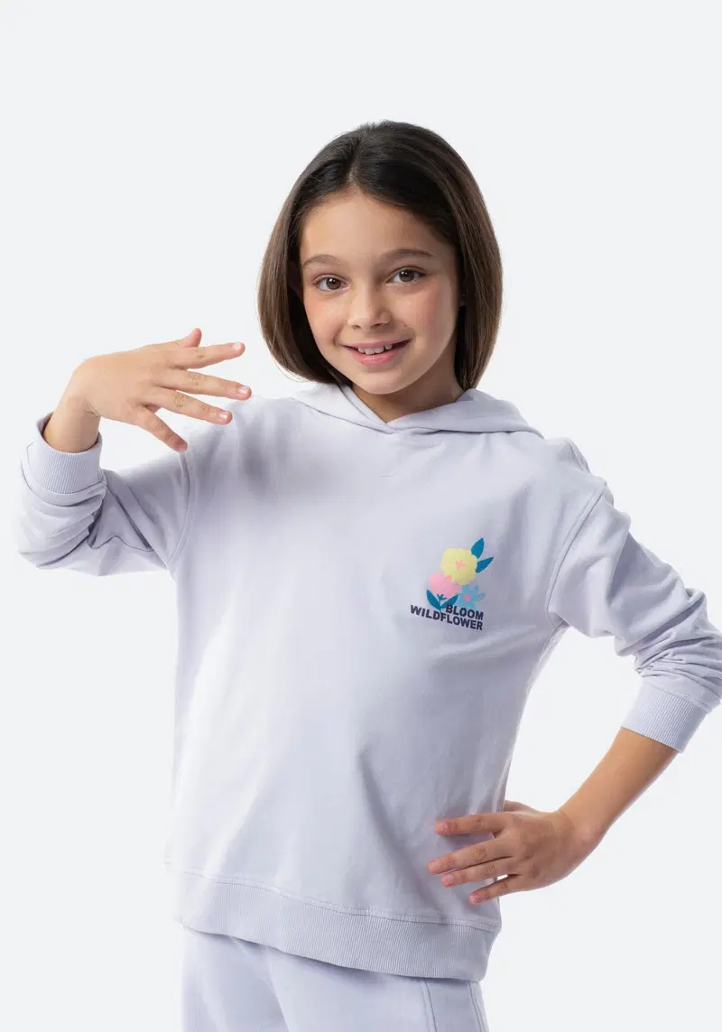 Детская толстовка TEX с цветком I276632 (размер 5-6 лет, цвет СИРЕНЕВЫЙ СВЕТ)