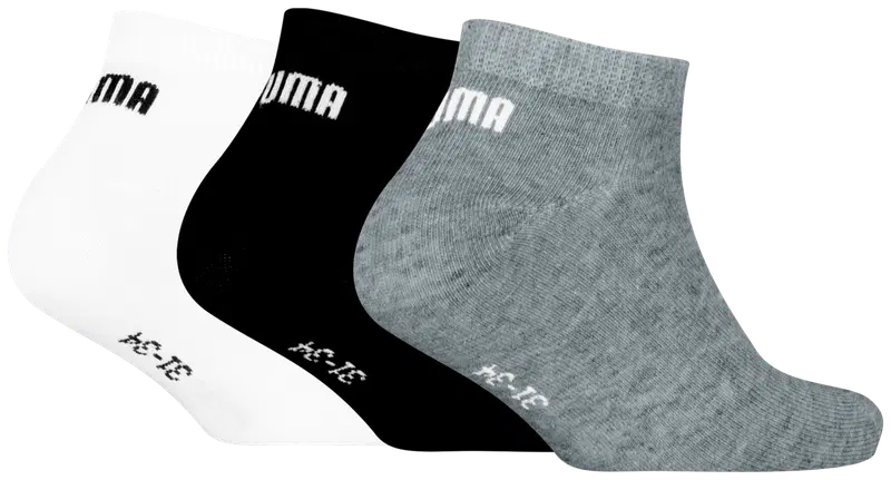 Детские носки-кеды Puma, 3 пары (размер 27/30, цвет Черный/Серый/Белый)