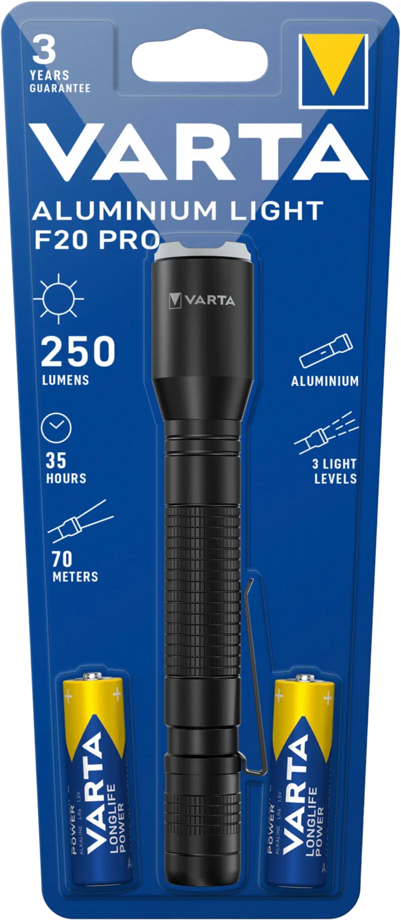 Алюминиевый фонарь VARTA F20 вкл. 2хАА