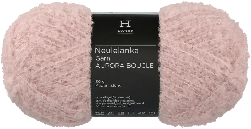 Домашняя пряжа Aurora Boucle 50 г пудрово-розовая 13422 (цвет пудрово-розовый)