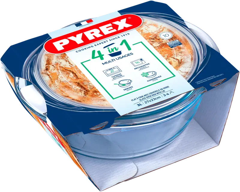Стеклянная кастрюля из пирекса 2,3 л с крышкой 0,7 л.
