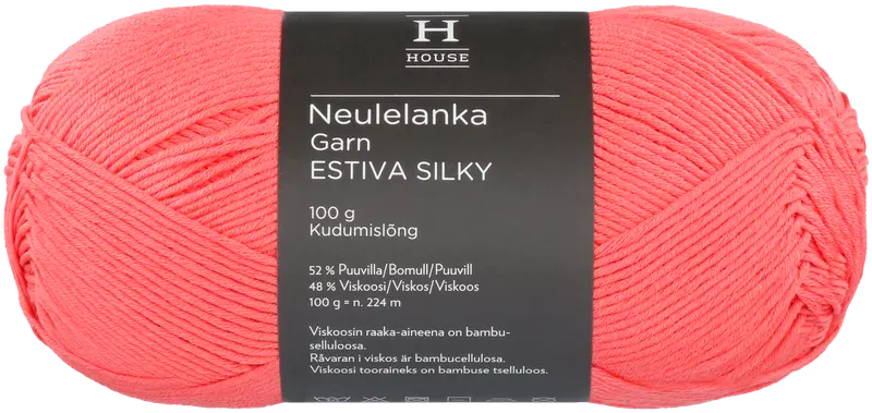 Пряжа домашняя бамбуковая смесовая вискоза-хлопок Estiva Silky 100 г Choral Red 4368 (цвет хоральный красный)