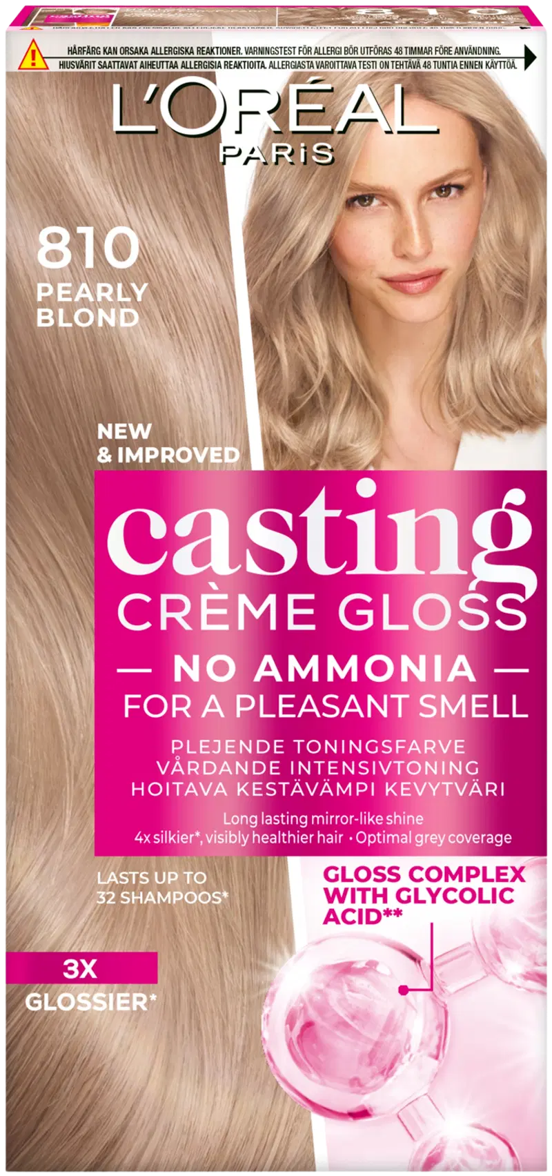 L'Oréal Paris Casting Crème Gloss 810 Pearly Blonde полуперманентная краска для нормальных волос 1 шт. (цвет Жемчужная блондинка)