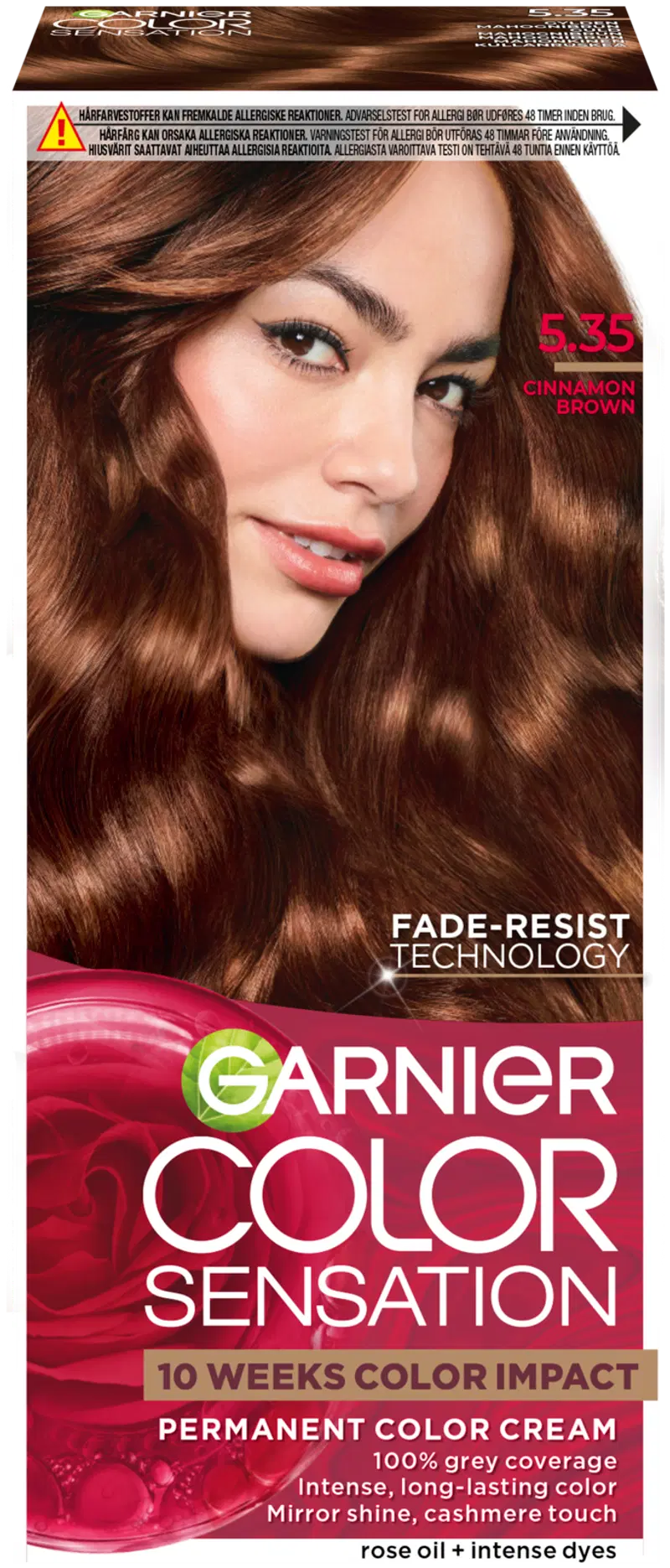 Garnier Color Sensation 5.35 Коричневый Коричневый Красное дерево золотисто-коричневый перманентный цвет 1шт (цвет Корица коричневая)