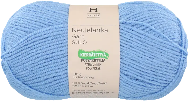 Пряжа для домашнего вязания акрил Sulo 100 г Hydrangea Light Blue 271 (цвет гортензия светло-голубая)