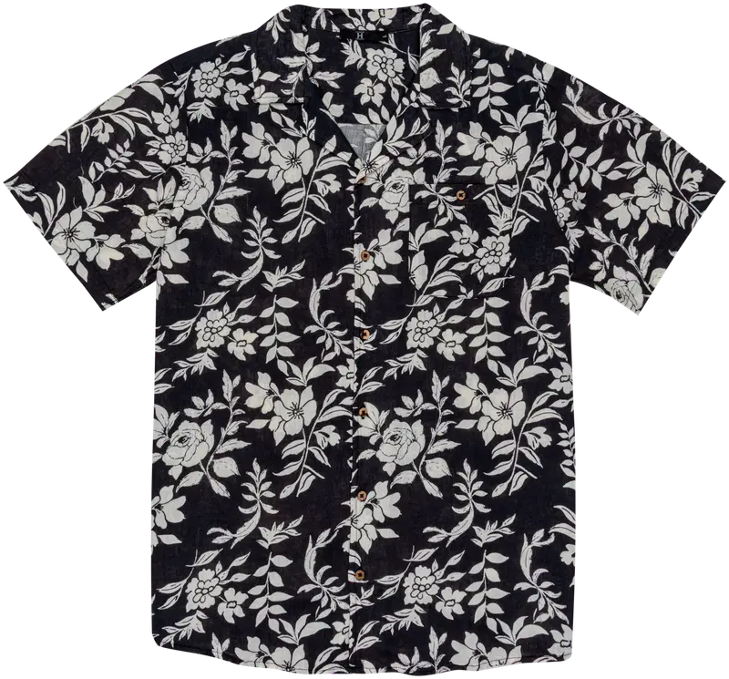 Рубашка мужская льняная с короткими рукавами House 194Х152512 (размер л, цвет Блэк Оп)