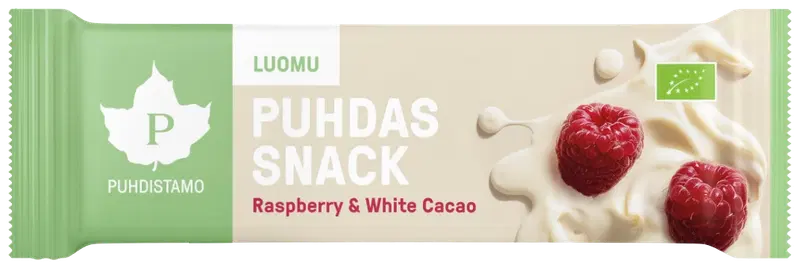 Puhistamo Pure Snack Малина и белое какао, органический 40 г