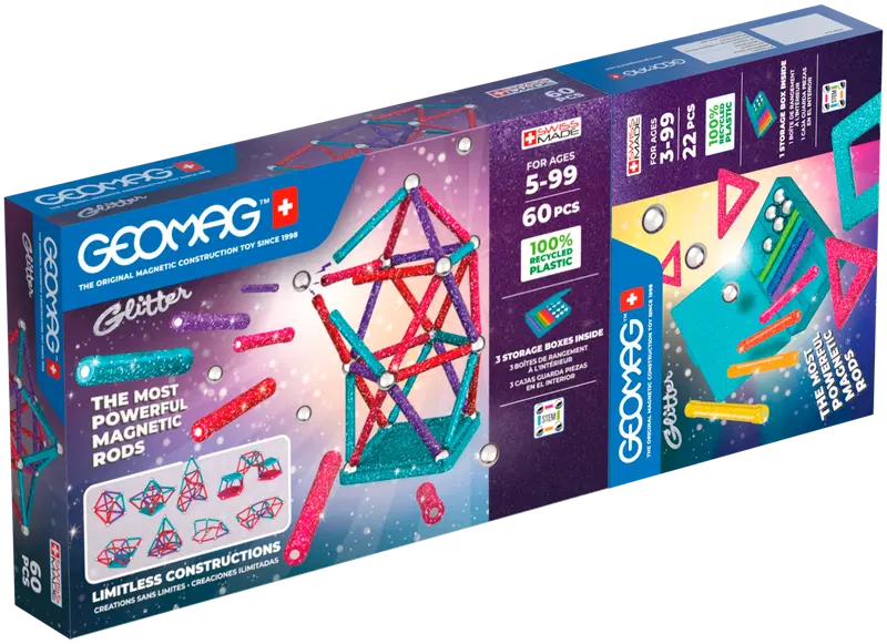 Geomag Glitter Двойной набор магнитов для сборки, 82 детали