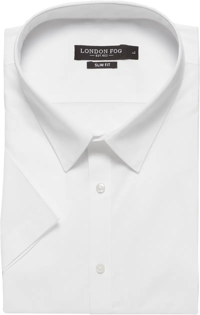 Мужская рубашка с коротким рукавом и воротником London Fog 1940LF1 Slim Fit (размер ЛСЛИМ, цвет БЕЛЫЙ)