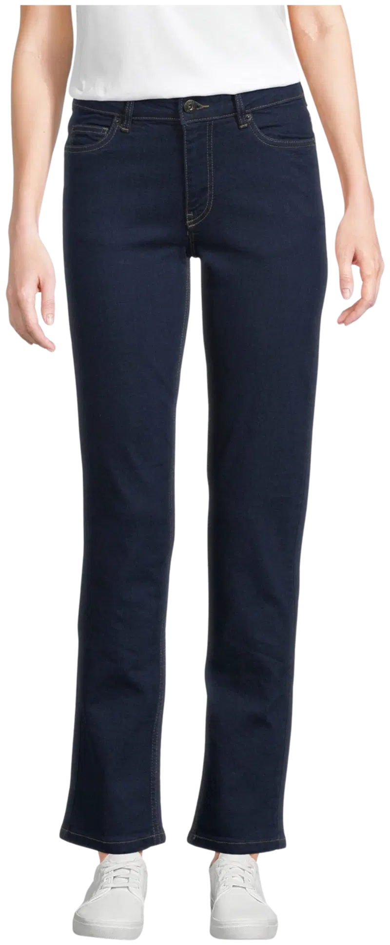 Домашние женские джинсы Straight Fit (размер XS, цвет Темно-синий, мытый)