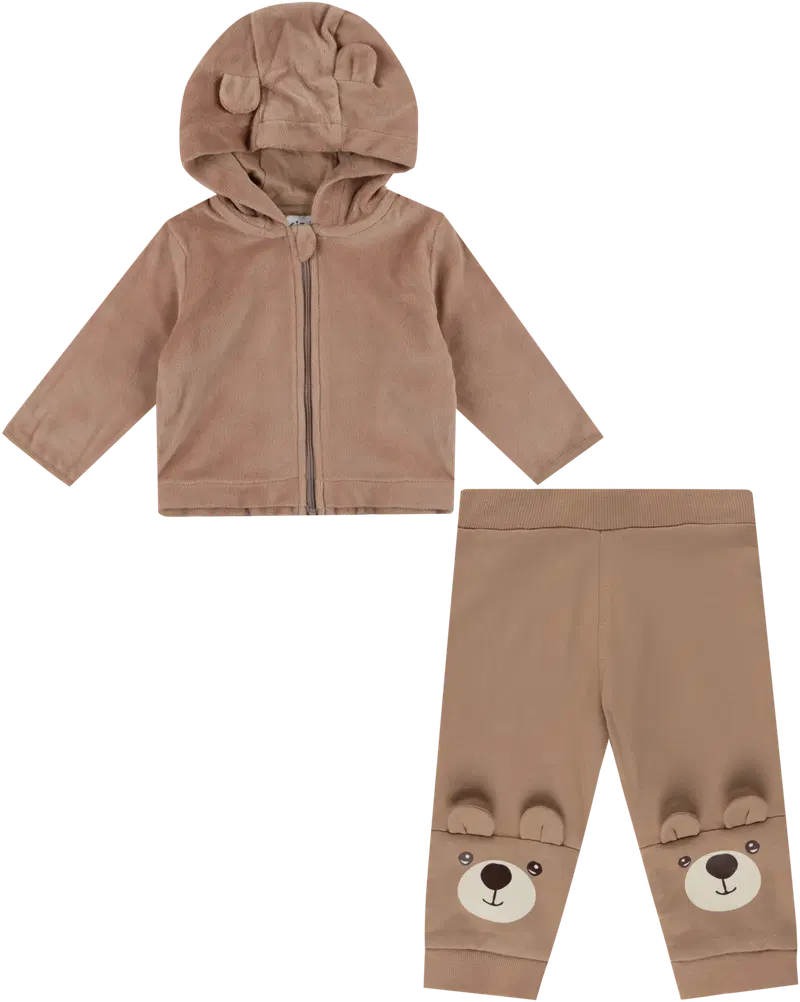 Детская велюровая куртка и спортивные штаны Ciraf Teddy Bear 250B260102 (размер 56, цвет Теплый серо-коричневый)