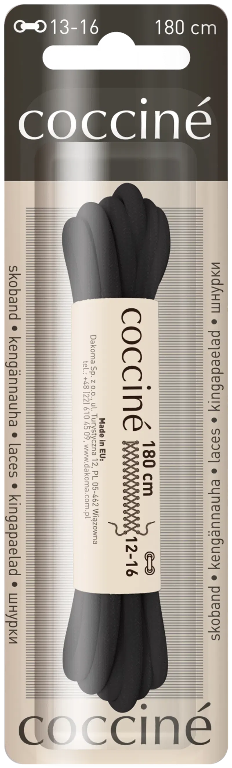 Шнурок Coccine 180 см, черный