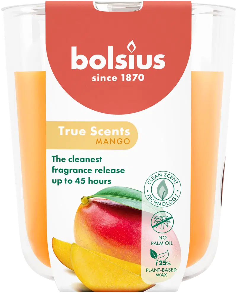 Bolsius True Scents - ароматическая свеча в стакане - Манго - апельсин - большая (цвет Желтый)