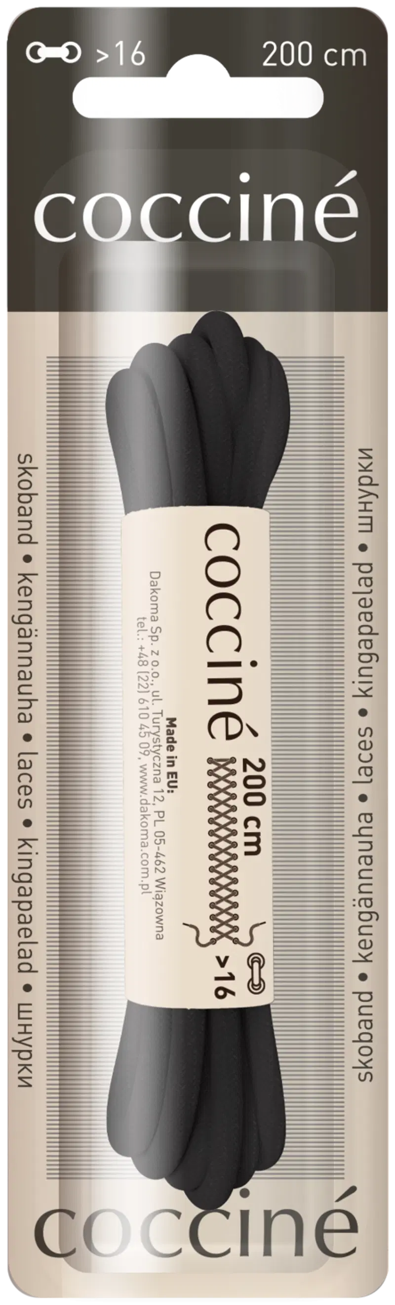 Шнурок Coccine 200 см, черный