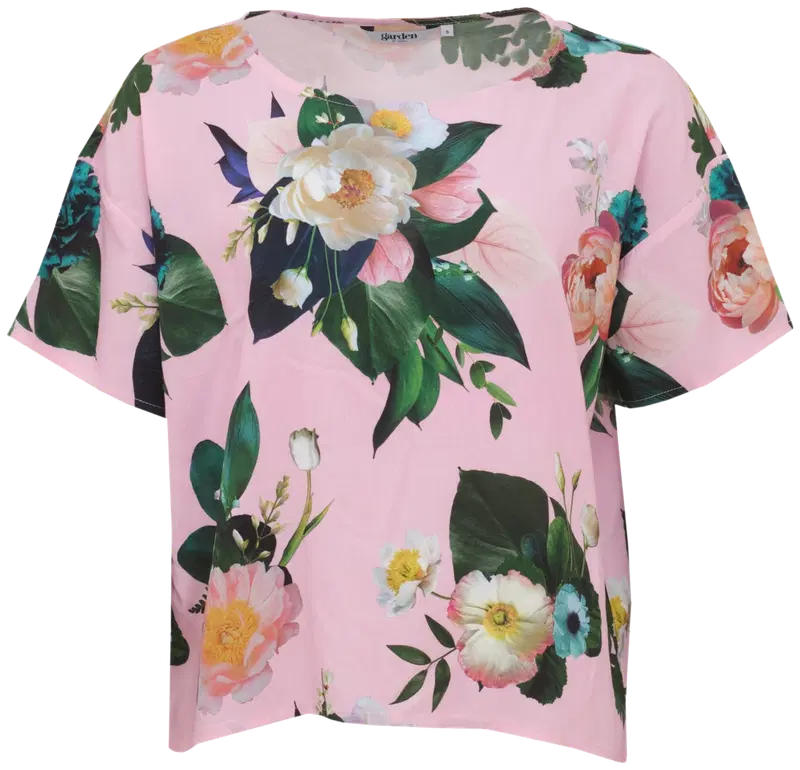 Женская блузка Garden by Uhana Ivy с цветочным принтом, свободного кроя, свободного кроя (размер С, цвет Средние частоты светло-розовые)