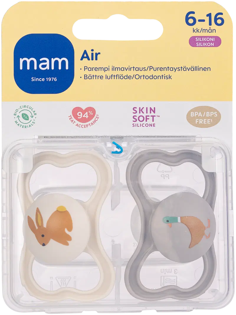 Соска MAM Air 2 шт, силикон 6-16 мес.