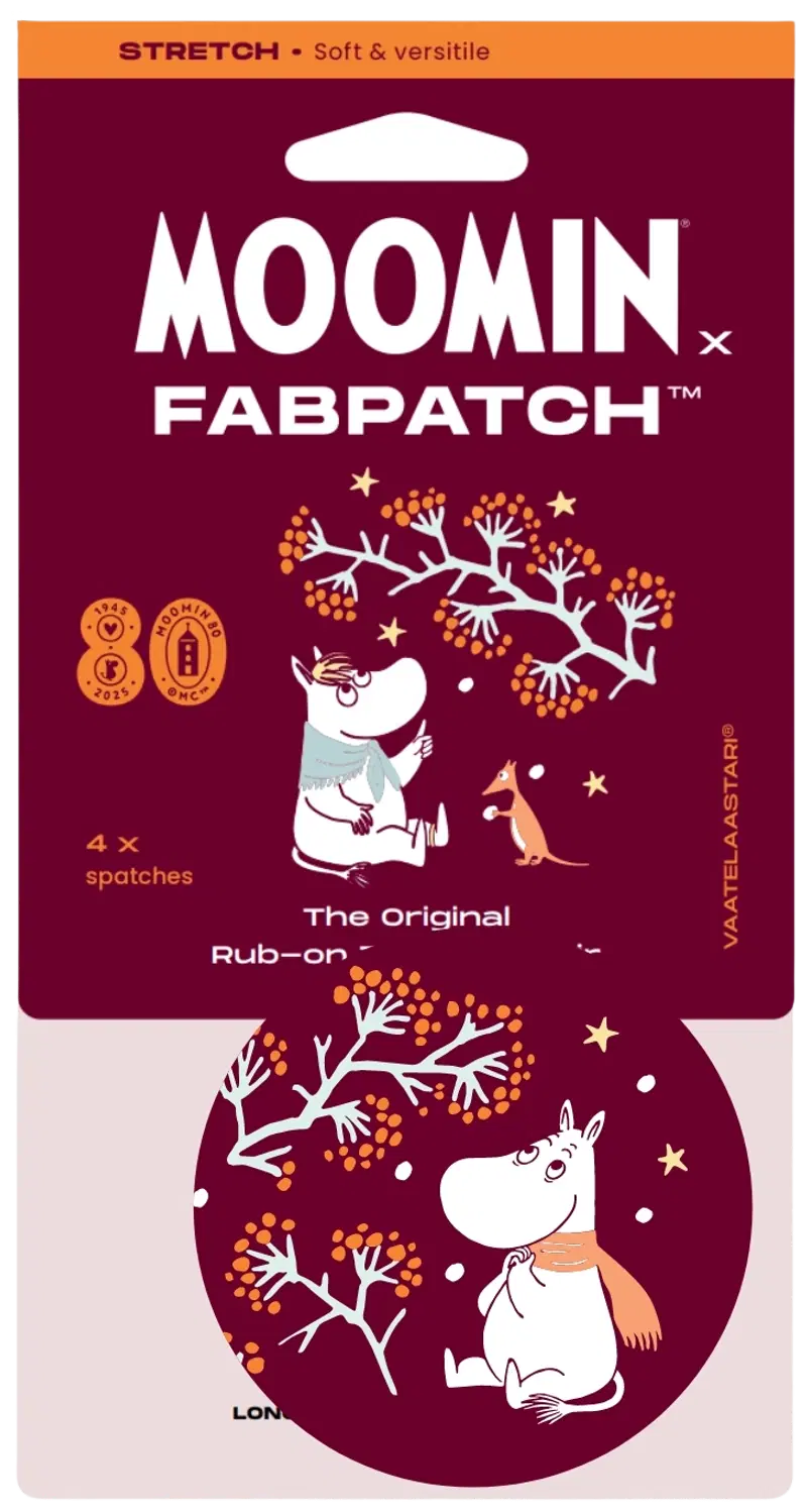 Заплатка FabPatch для одежды Зимний цветок Муми-тролля 2 шт, притирающаяся заплатка для ремонта текстиля (цвет темно-красный)