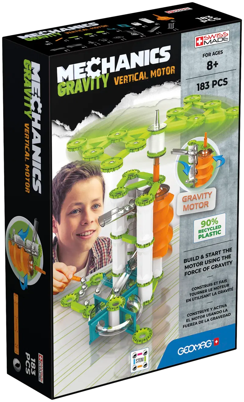 Geomag Mechanics Gravity Вертикальный мотор Магнитный строительный комплект, 183 детали