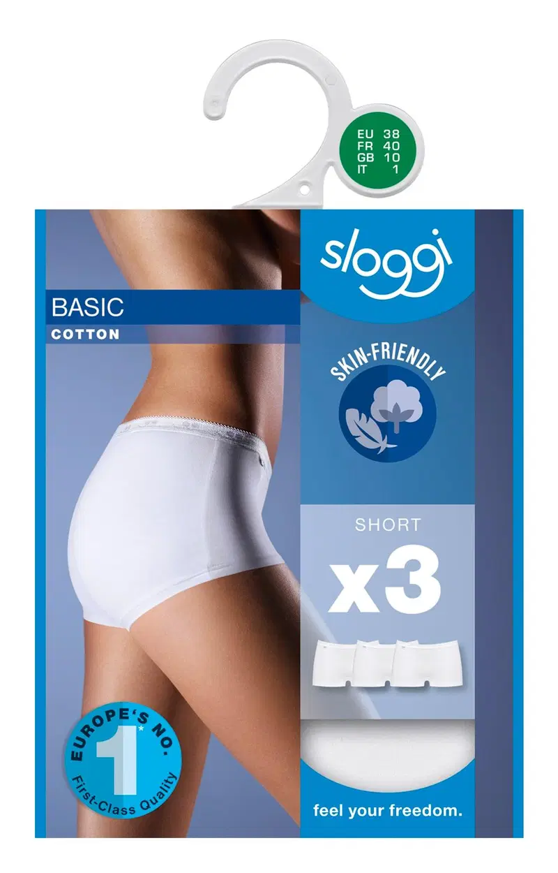 Женское нижнее белье Sloggi Basic Short, 3 пары (размер 40, цвет БЕЛЫЙ)