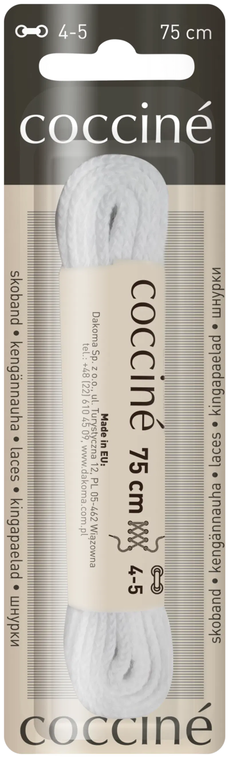 Шнурки Coccine 75см белые (цвет БЕЛЫЙ)