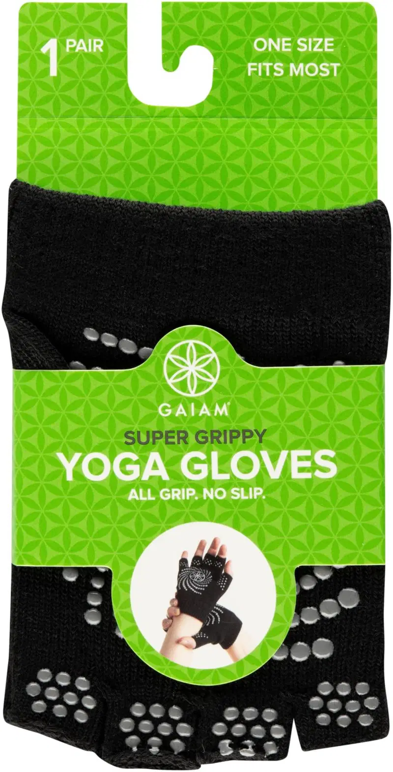 Перчатки Gaiam Grippy, перчатки для йоги (цвет Черный/серый)