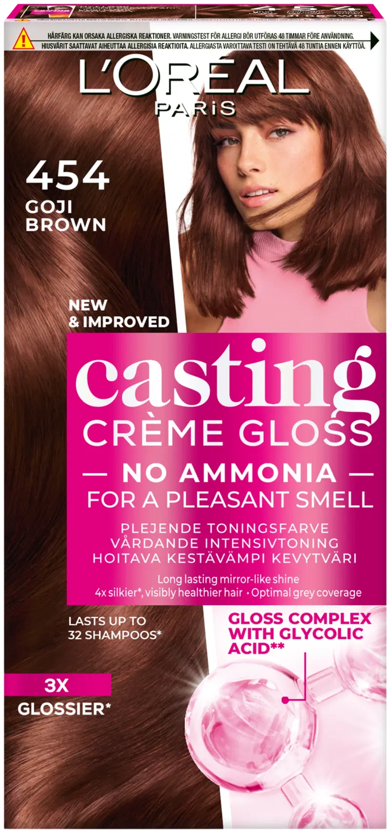 L'Oréal Paris Casting Crème Gloss 454 Goji Brown Copper красно-коричневый светлый цвет 1шт (цвет Годжи Браун)
