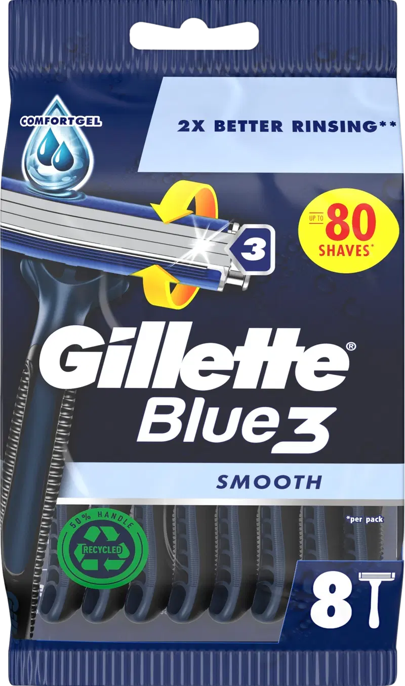 Gillette Blue3 Smooth, 8 шт., лезвие с ручкой