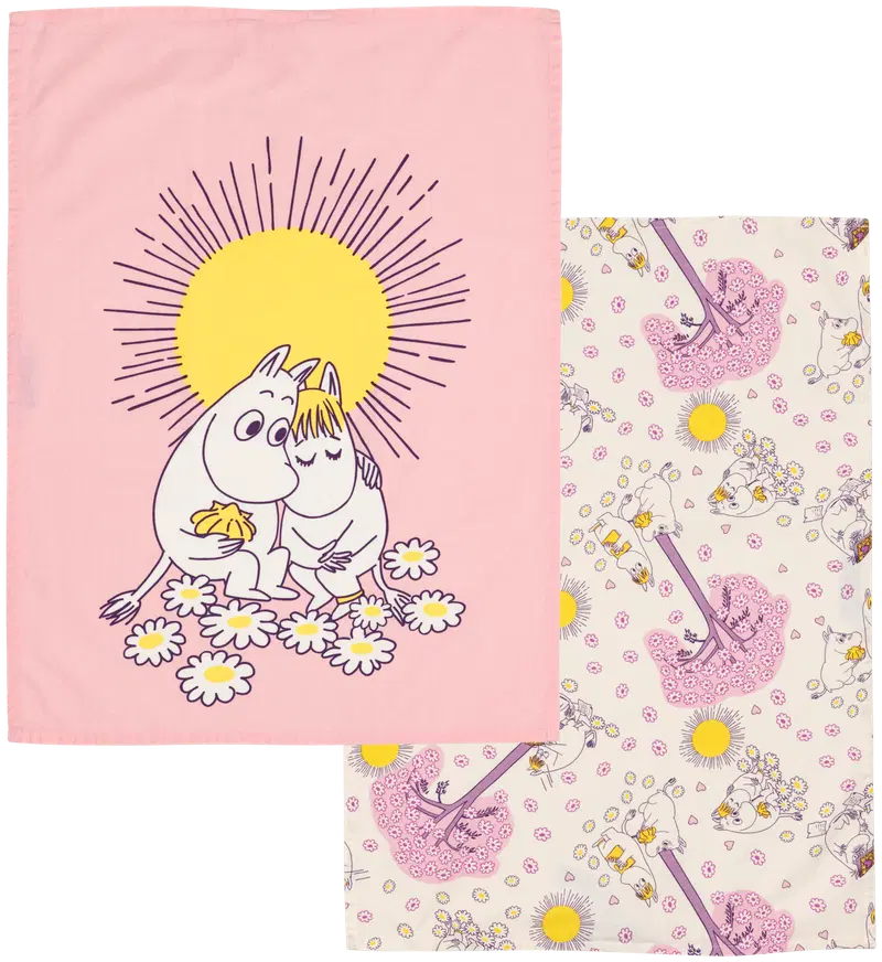 Набор кухонных полотенец Moomin Arabia Муми-тролль 50х70 Шишки-сердечки GOTS (цвет розовый)