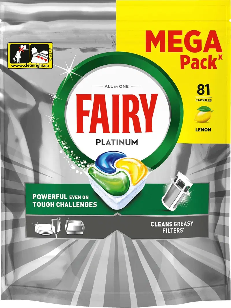 Средство для мытья посуды Fairy Platinum All in One, 81 шт.